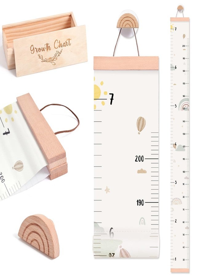 let's make Growth Chart for Wall 7 Ft Height Chart with Keepsake Box & Hook Waterproof Canvas Measure Wall Ruler Removable Neutral Nursery Wall Decor for Baby Kids Toddlers - Image 1